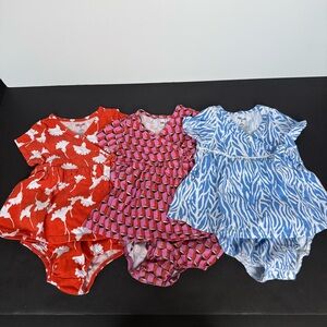 DVF for Target - Set of Three Baby Rompers in Red, Pink, and Blue